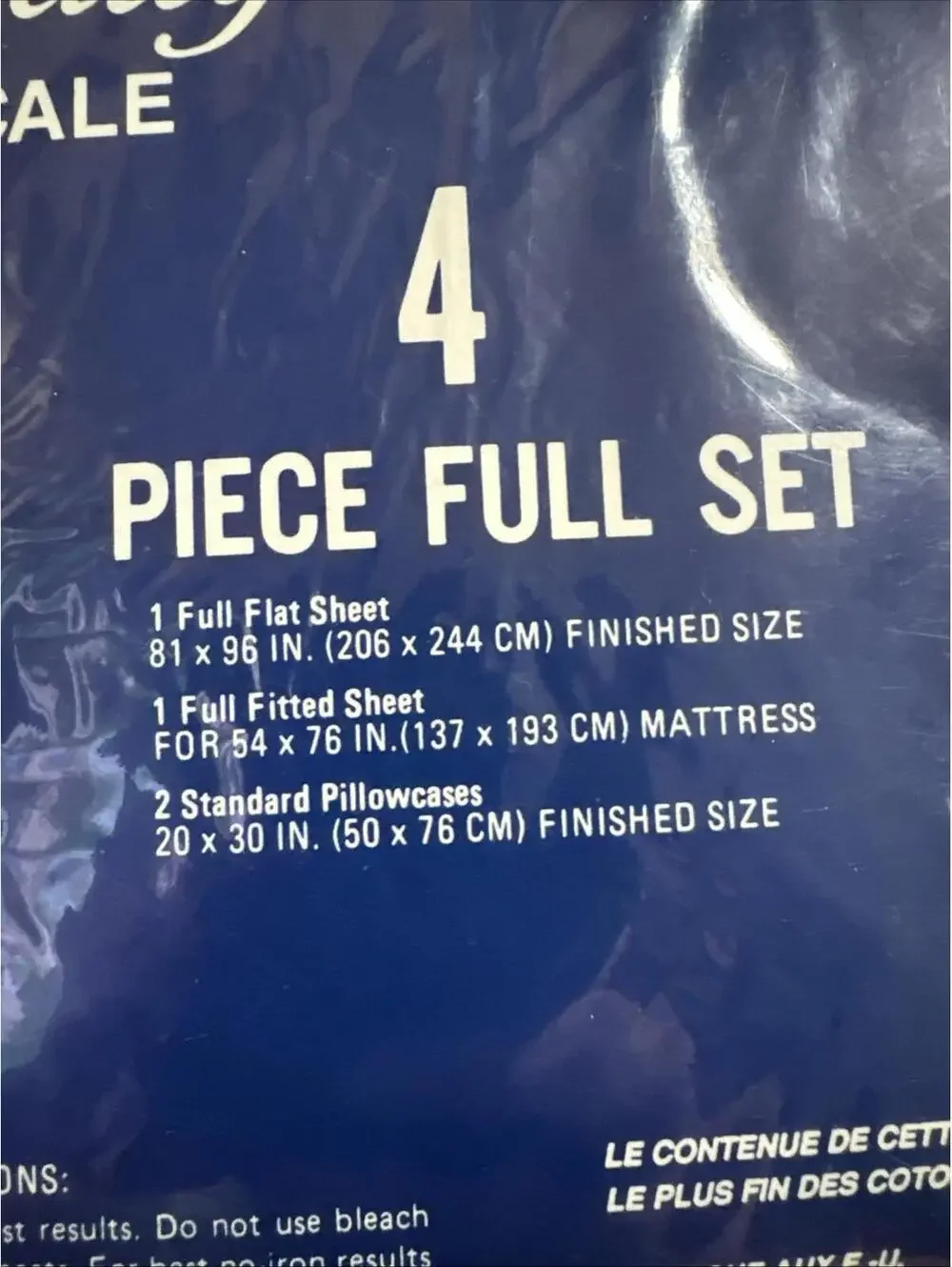 Royalty 4 Piece Full Set U.S.A No Iron Fitted Flat Pillowcases Cotton Polyester